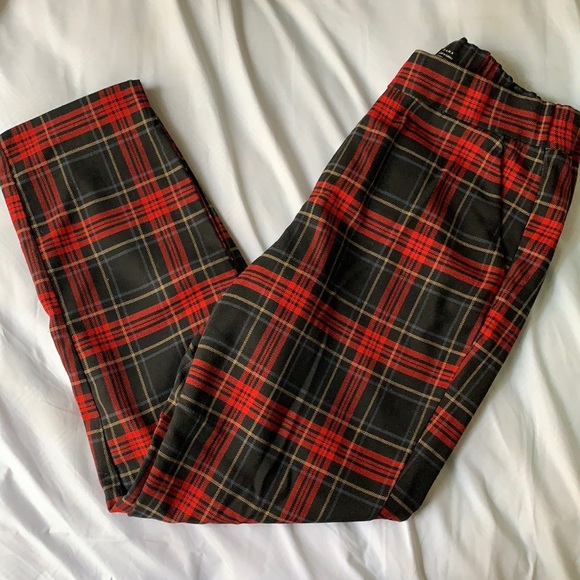 Zara Red & Black Plaid Pants - Picture 1 of 5